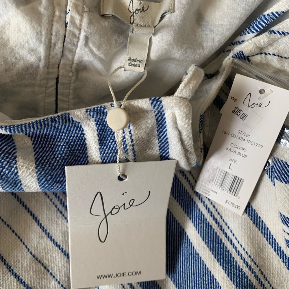 Joie Erma Tiered Cotton Sleeveless Top Blue White - Picture 4 of 6